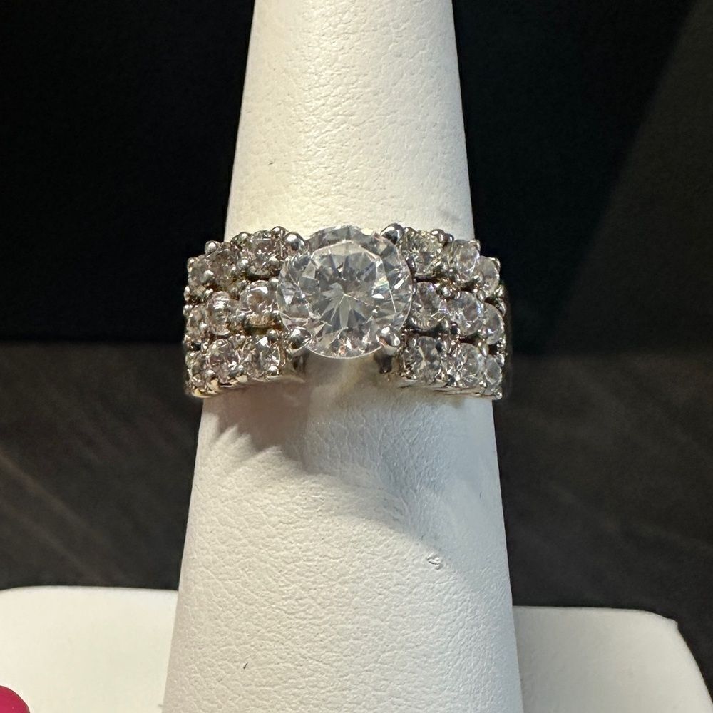 Stunning gold vermeil over sterling silver cz diamond ring!